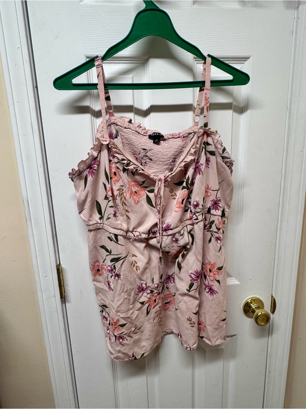 Torrid Floral Spaghetti Strap Tank – Size 3X | Blush Pink Boho Smocked Top